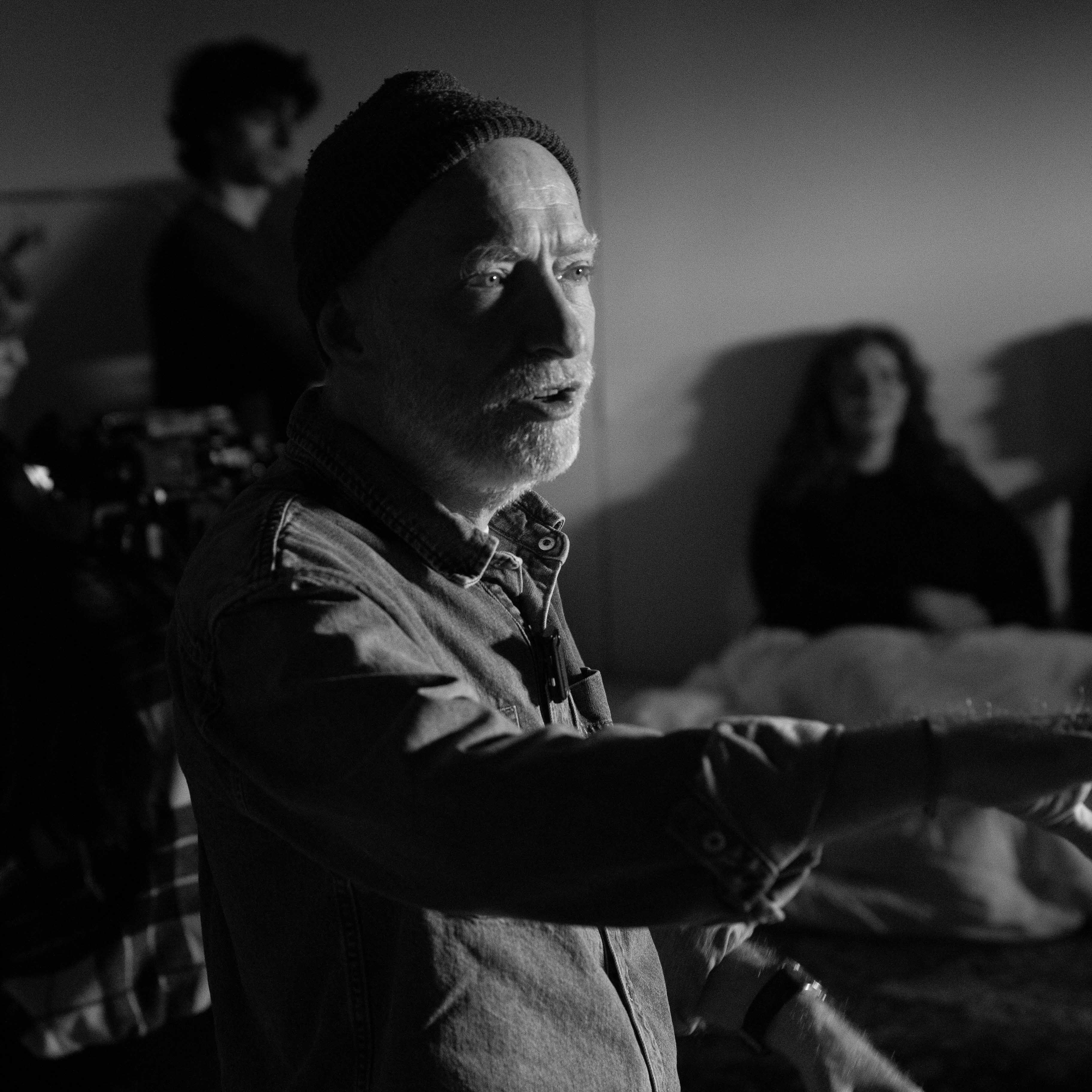 Black and white photo of man.